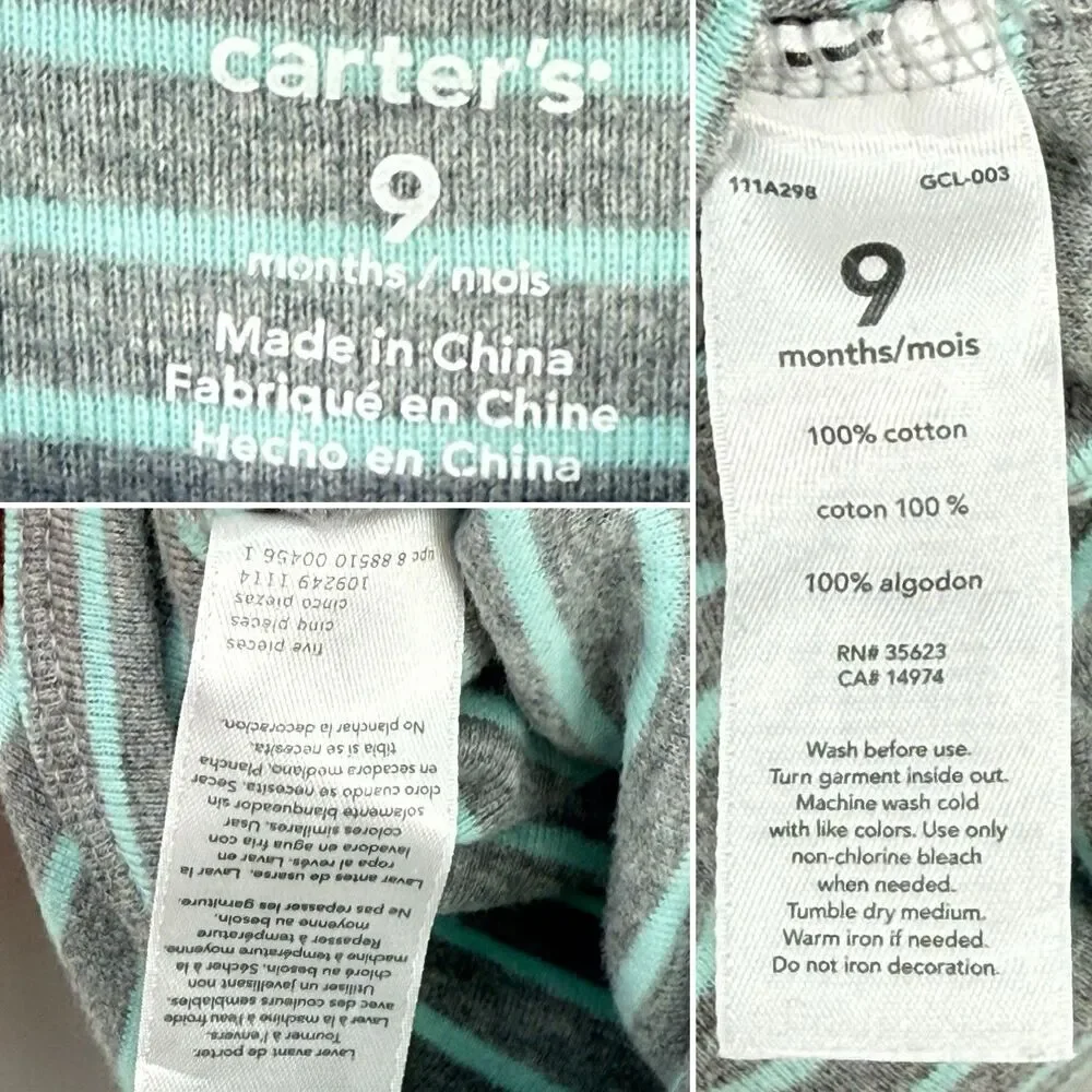 Carter's Girls Green Short Sleeve Bodysuit 9 Months